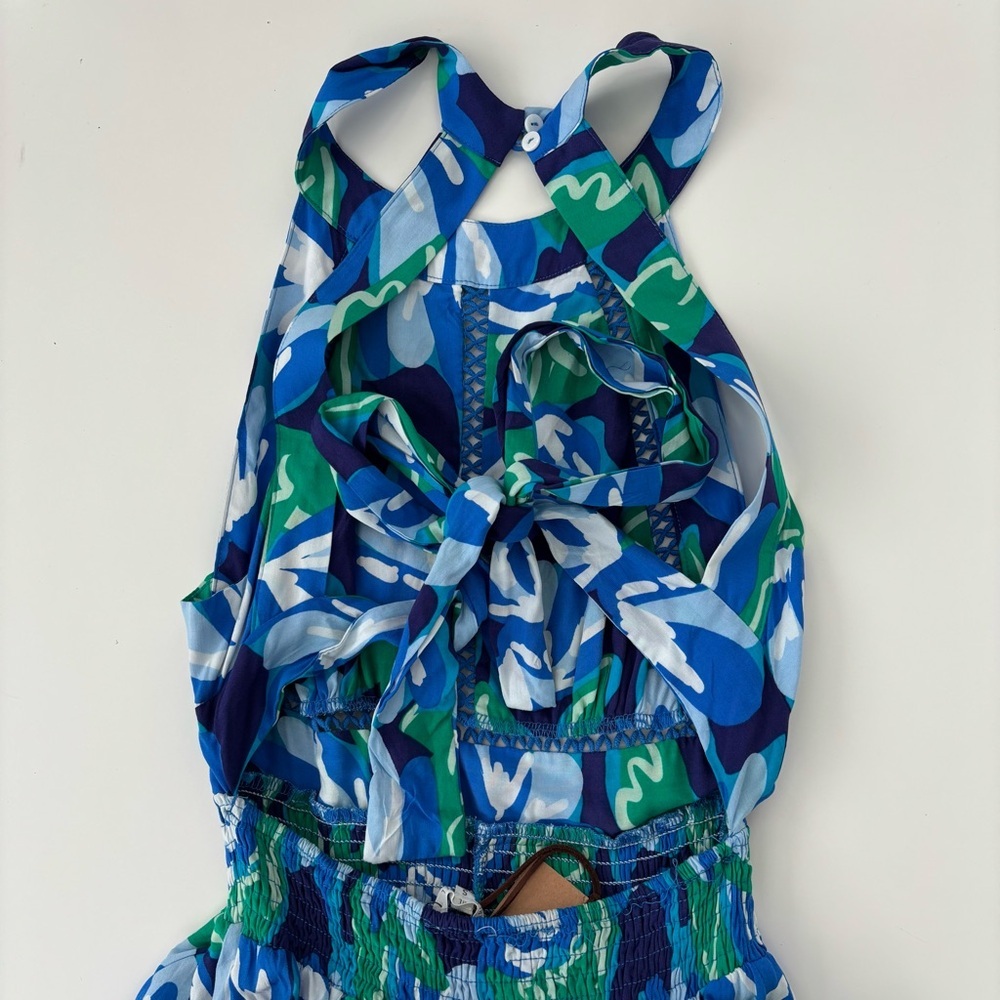 Abel the Label Blue Green Floral Tropical Halter Dress Charlotte Size Small NWT - Picture 5 of 12
